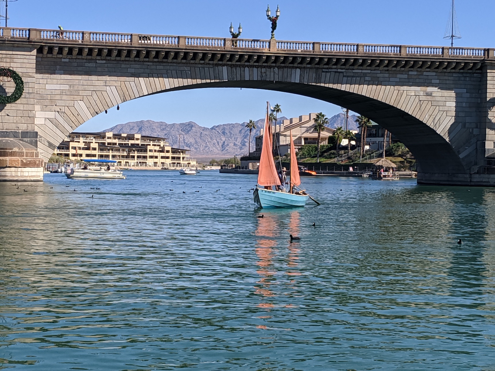 Sailing under London Bridge in Arizona